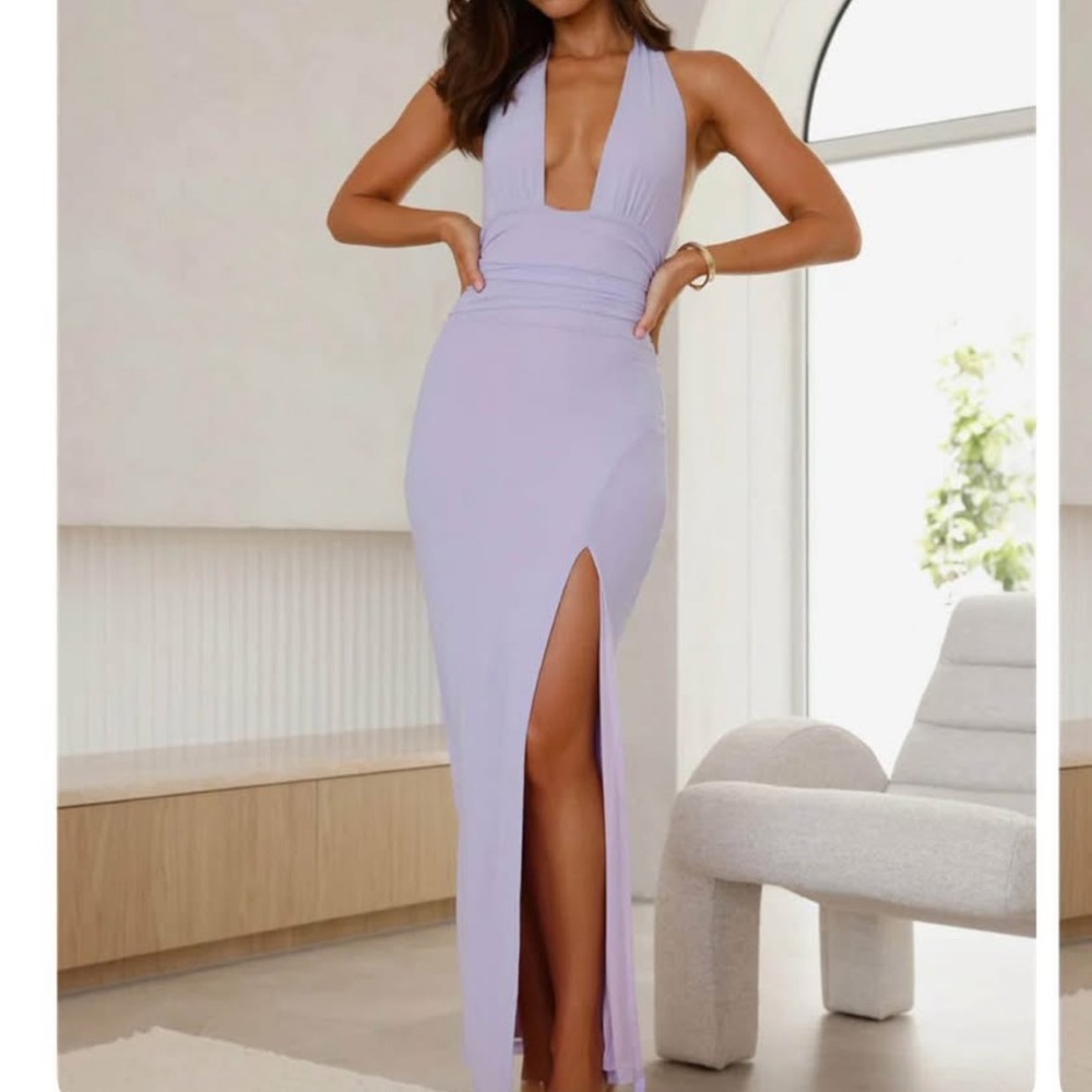 Hello Molly Lavender Backless Maxi Dress